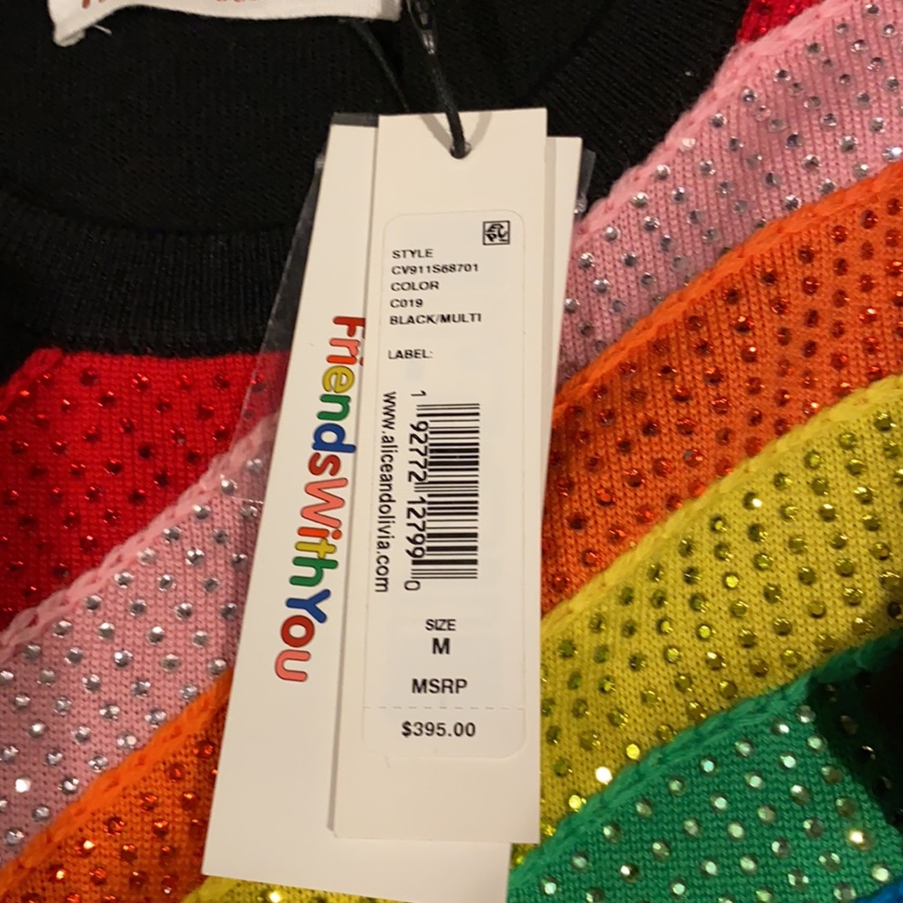 Alice+Olivia x Friends With You Connie Rainbow Top NWT - Picture 6 of 12